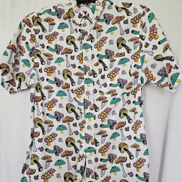 A.LAB // Shroomie Mushroom Print Button Down Shirt, Small - Picture 1 of 6